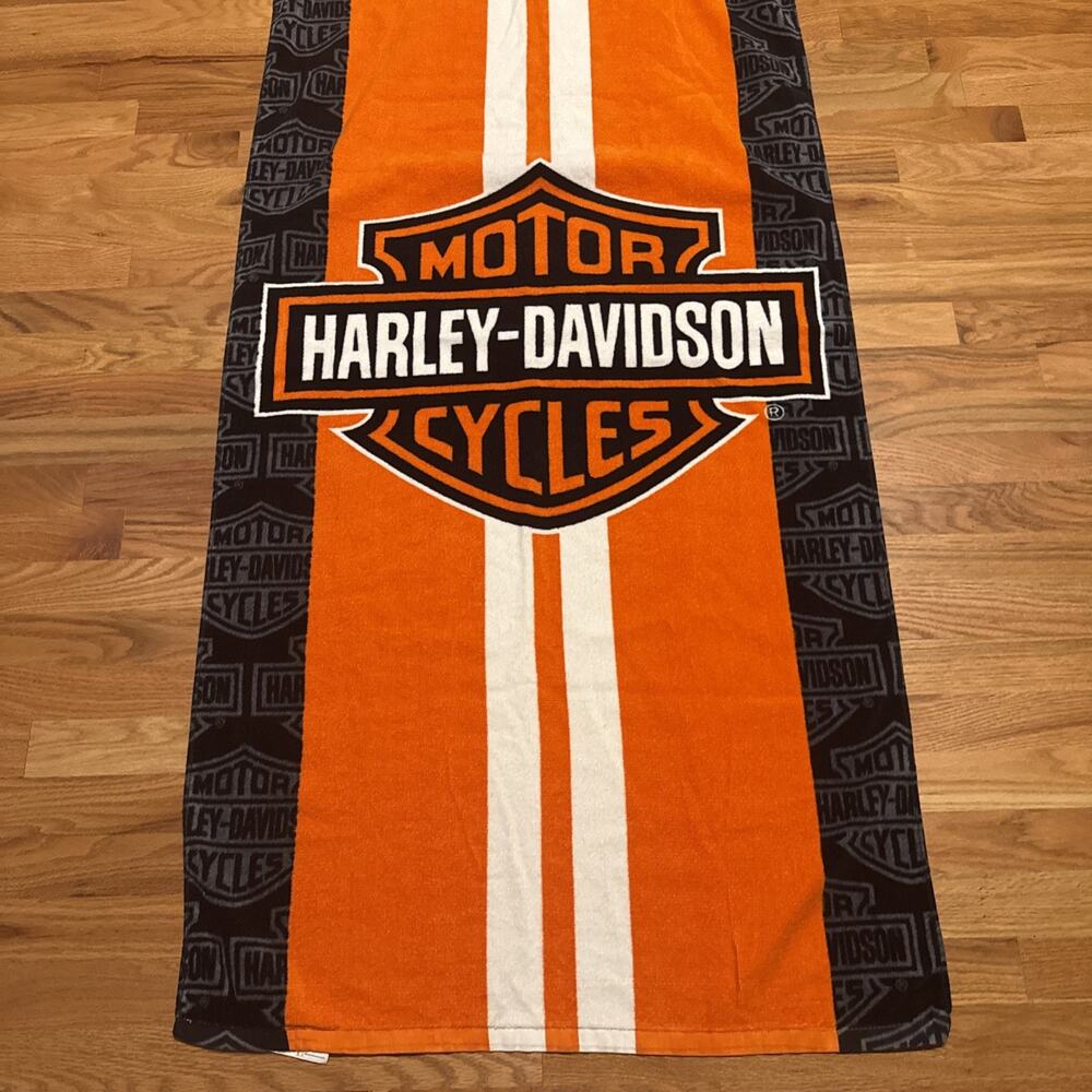 Racing Stripe Harley Davidson Beach Bath Pool Towel Motorcycle Biker 28 X 57” - Picture 2 of 5